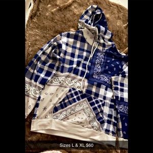 Blue bandanna hoodie